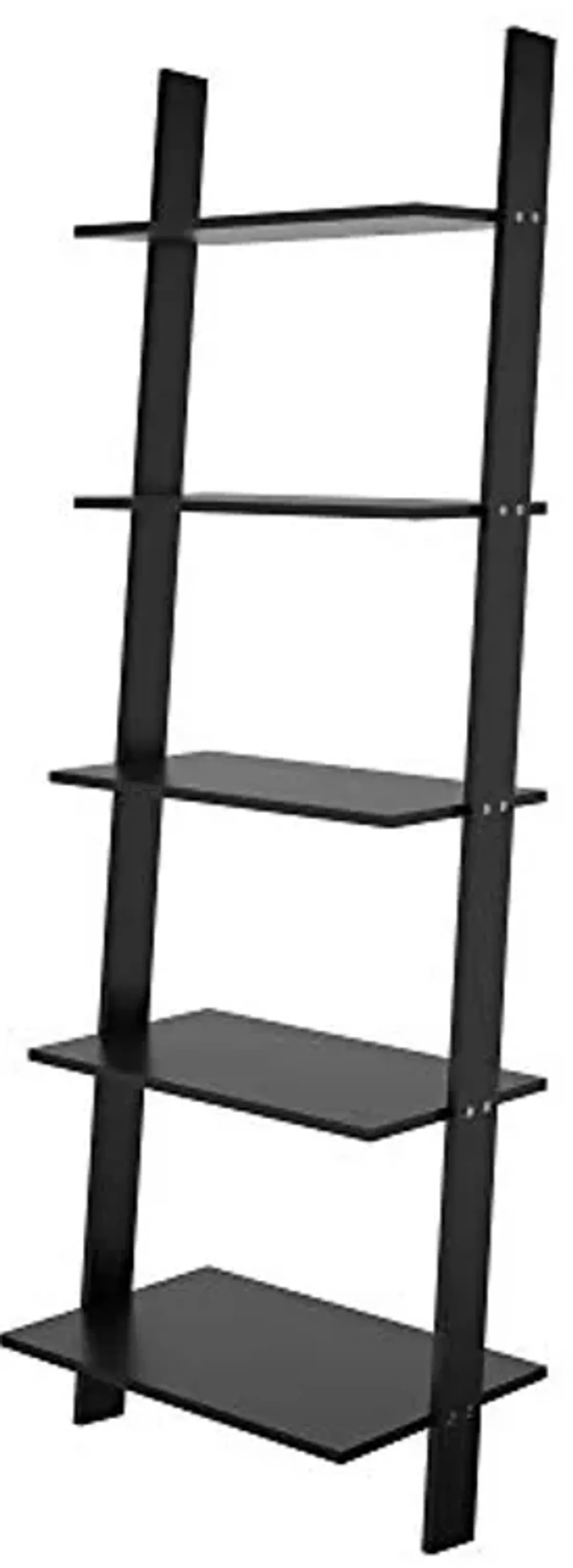 Manhattan Comfort Cooper 72" Mid Century Modern Ladder Bookshelf, 5 Floating Shelves, Stylish Bookcase and Collectible Display, Perfect for Living Room or Office, Black