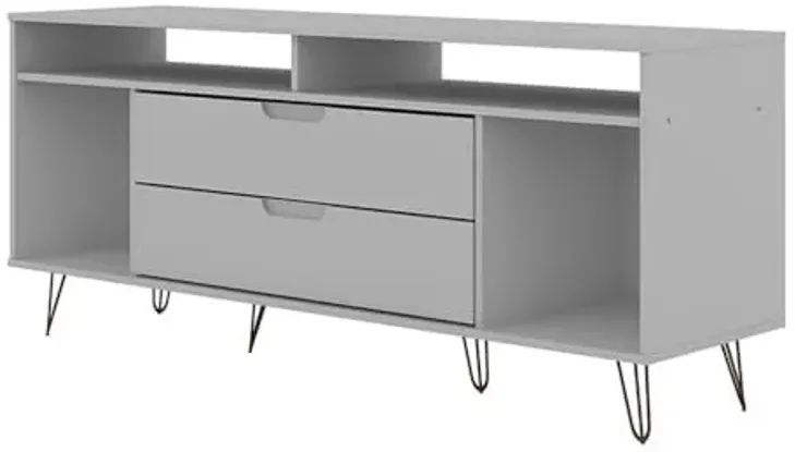 Manhattan Comfort Rockefeller Modern 2 Drawers Living Room Television Stand with Metal Legs, 62.99", White