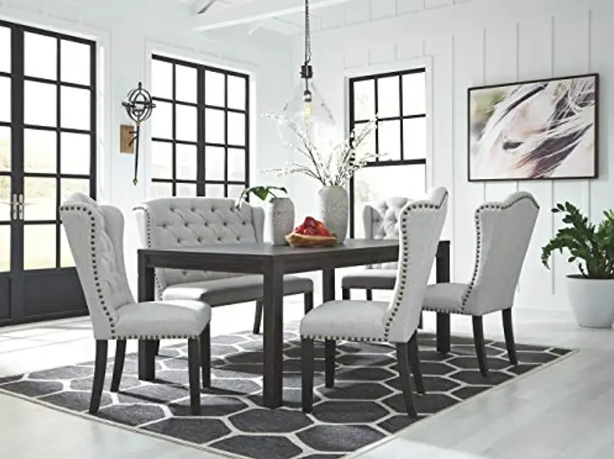 Signature Design by Ashley Jeanette Modern Rectangular Distressed Dining Table ONLY, Seats up to 6, Black