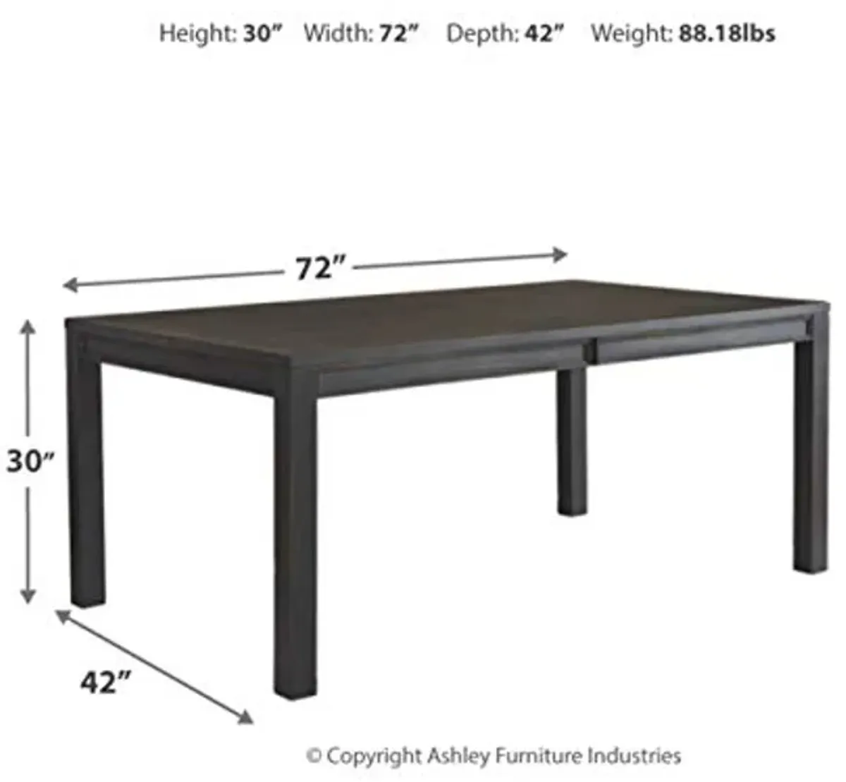 Signature Design by Ashley Jeanette Modern Rectangular Distressed Dining Table ONLY, Seats up to 6, Black