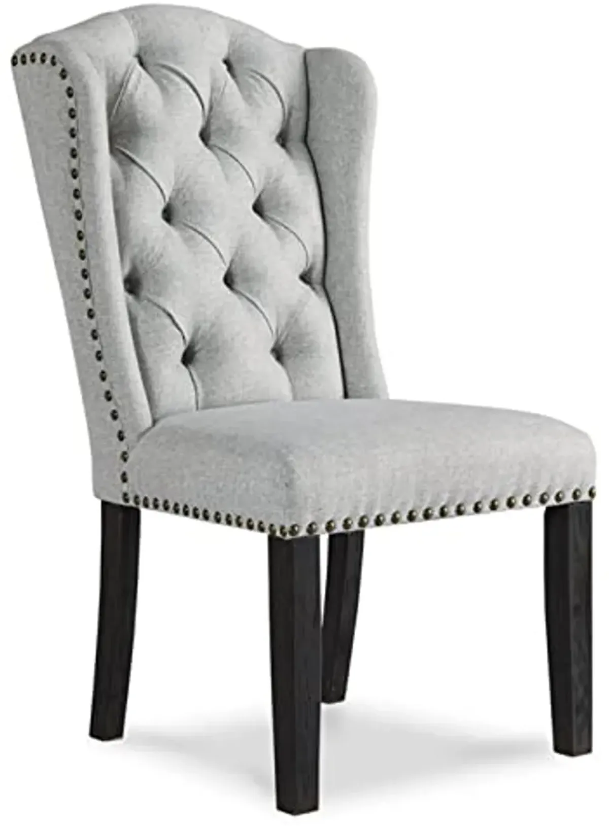 Signature Design by Ashley Jeanette Traditional Tufted Upholstered Wingback Dining Chair, 2 Count, Light Gray