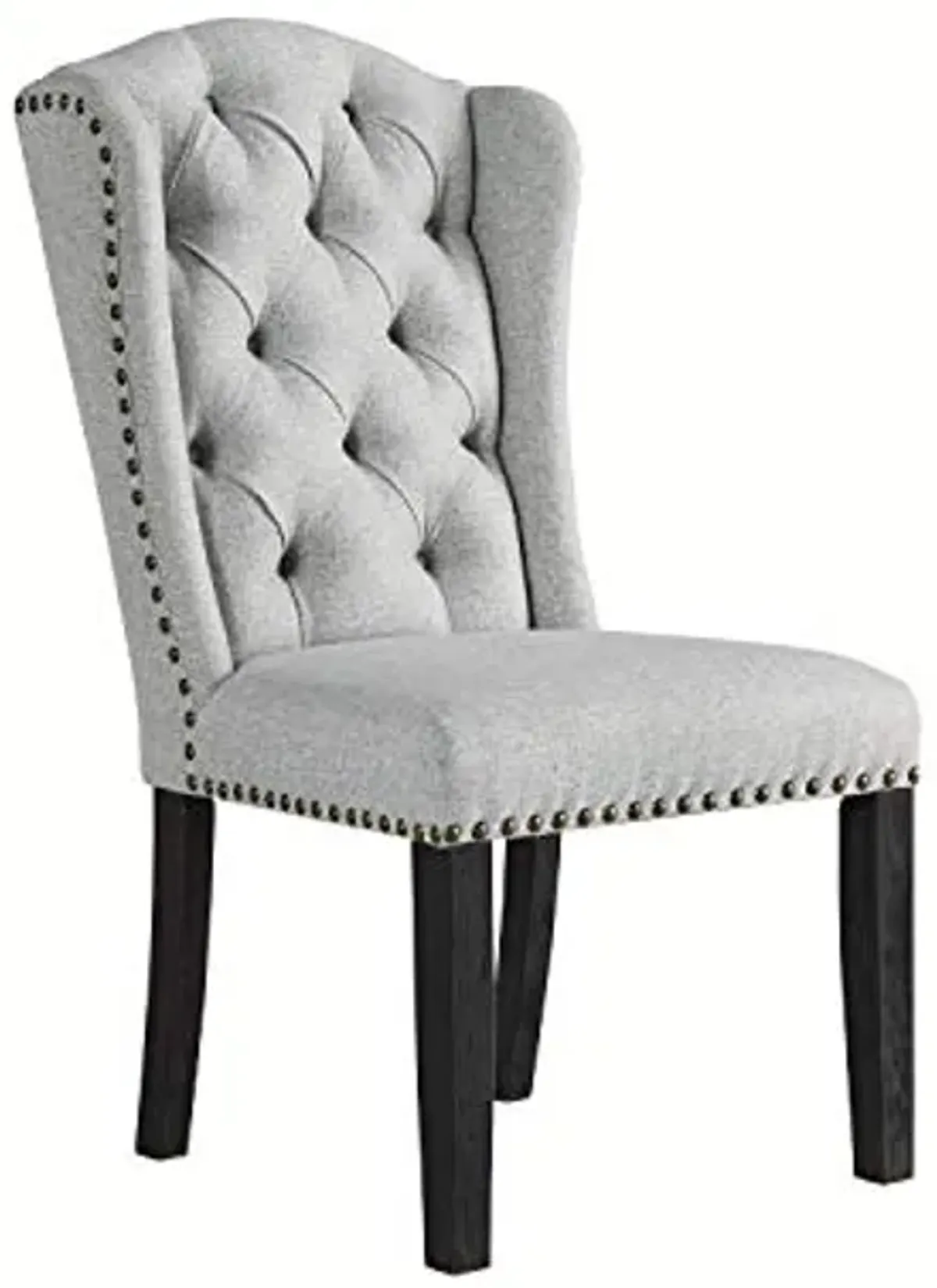 Signature Design by Ashley Jeanette Traditional Tufted Upholstered Wingback Dining Chair, 2 Count, Light Gray