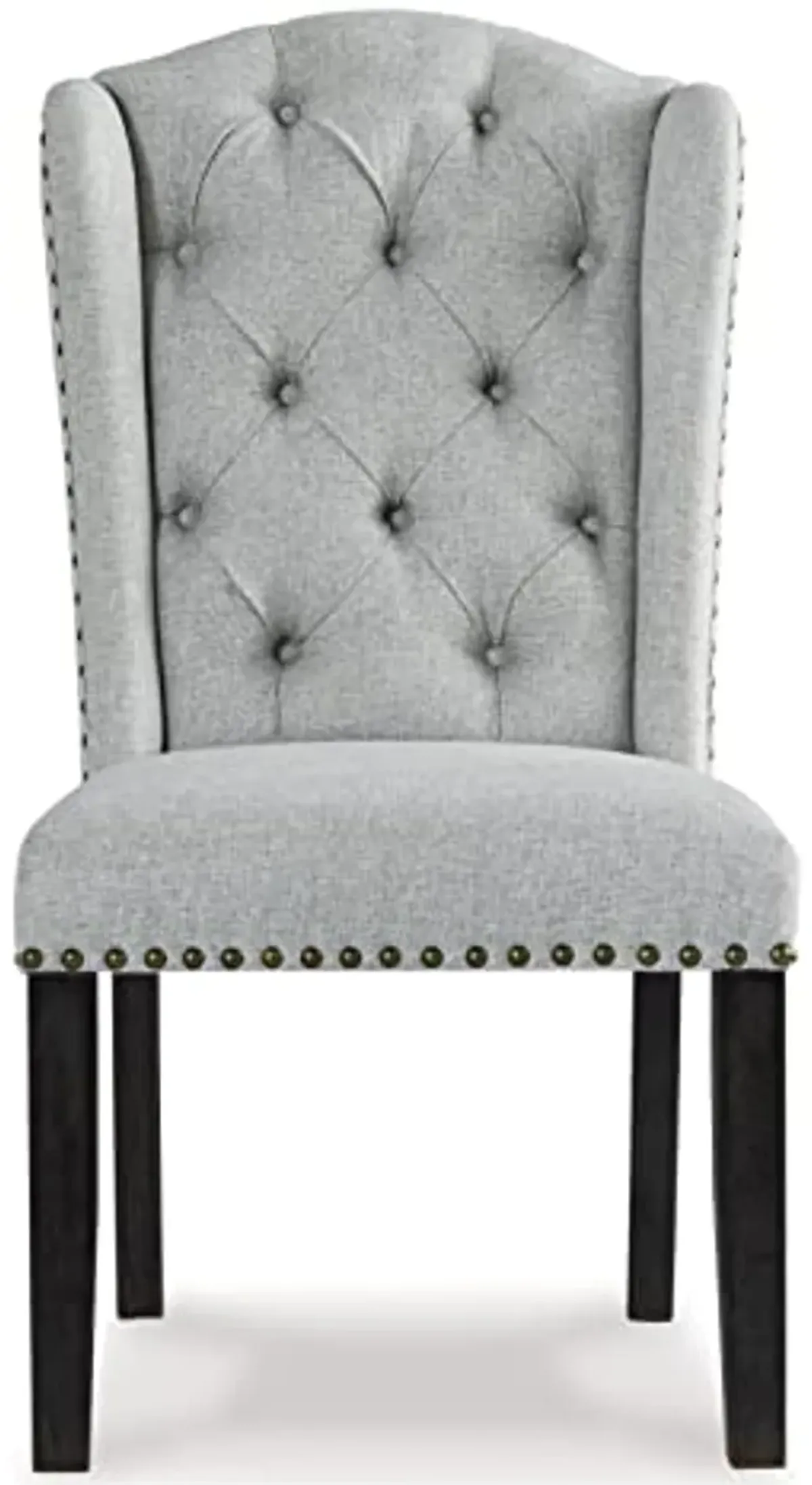 Signature Design by Ashley Jeanette Traditional Tufted Upholstered Wingback Dining Chair, 2 Count, Light Gray