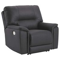 Signature Design by Ashley Henefer Faux Leather Adjustable Power Recliner with USB Charging, Dark Gray
