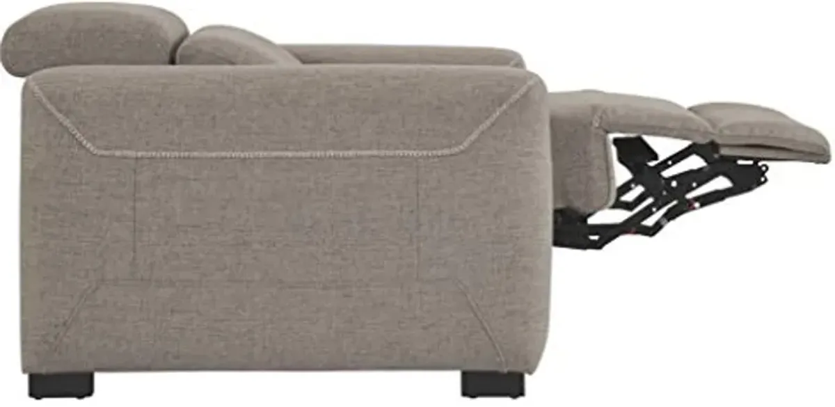 Signature Design by Ashley Mabton Contemporary Adjustable Power Recliner with USB Charging, Light Gray