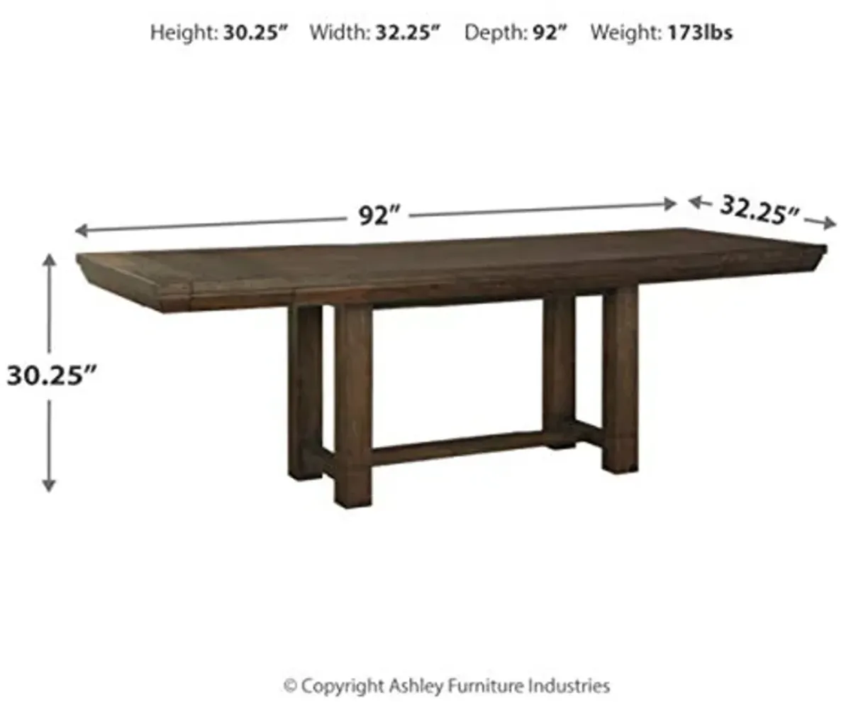 Signature Design by Ashley Dellbeck Casual Rectangular Dining Extension Table, Seats up to 8, Dark Brown