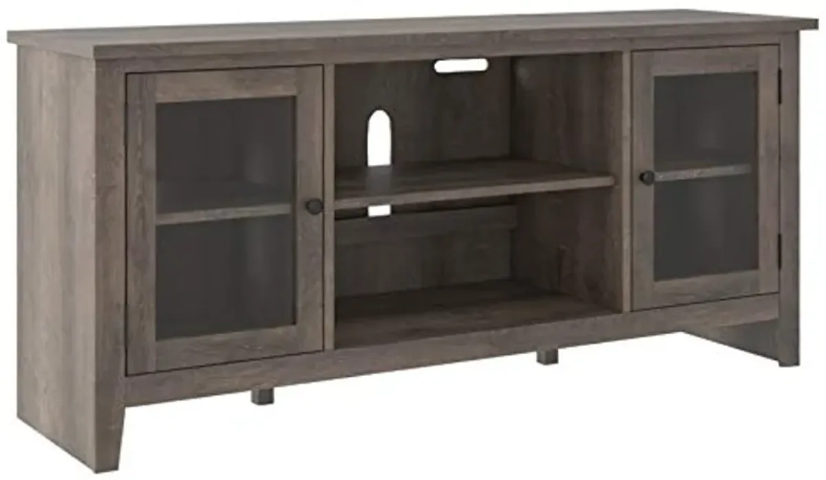 Signature Design by Ashley Arlenbry Modern Farmhouse TV Stand with Fireplace Option, Fits TVs up to 58", Weathered Gray