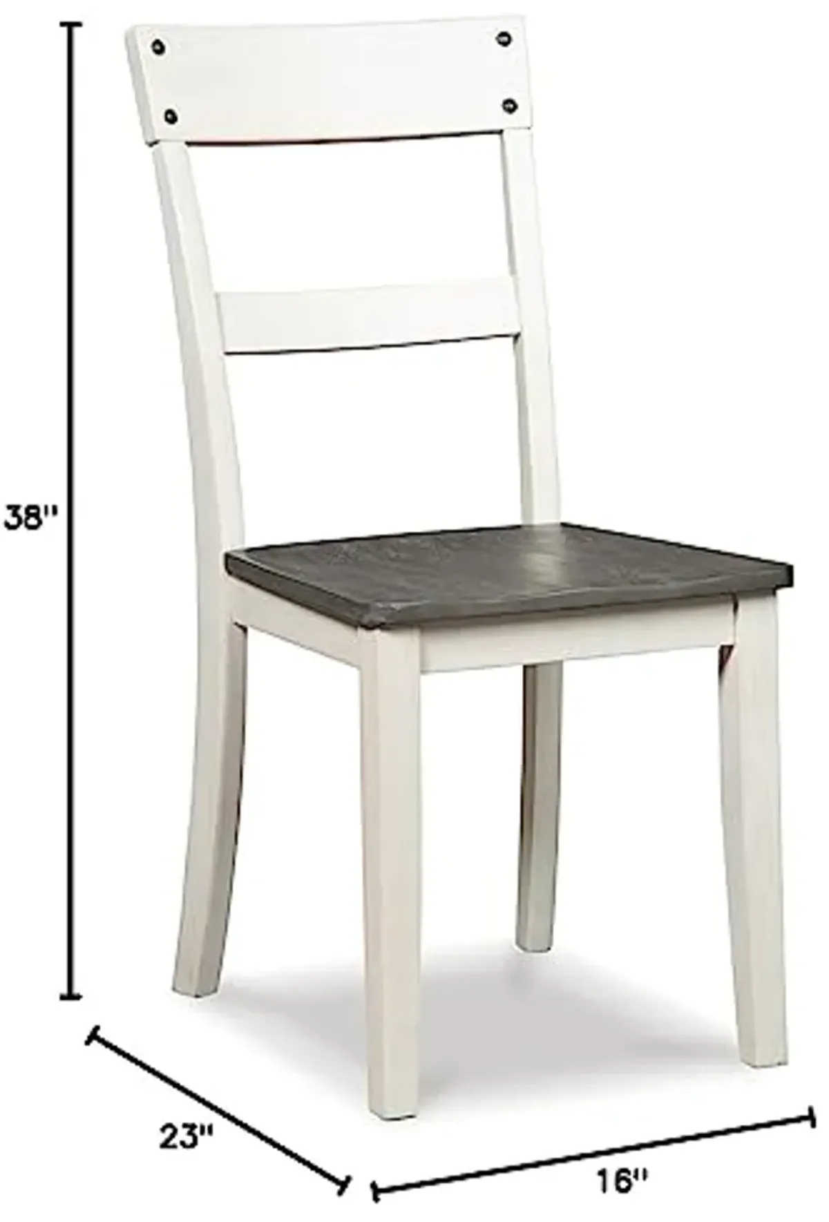 Signature Design by Ashley Nelling Modern Farmhouse 18" Weathered Dining Chair, Set of 2, White & Dark Brown