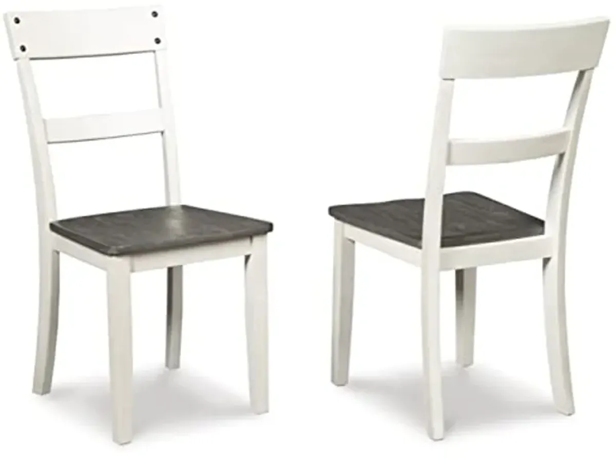 Signature Design by Ashley Nelling Modern Farmhouse 18" Weathered Dining Chair, Set of 2, White & Dark Brown