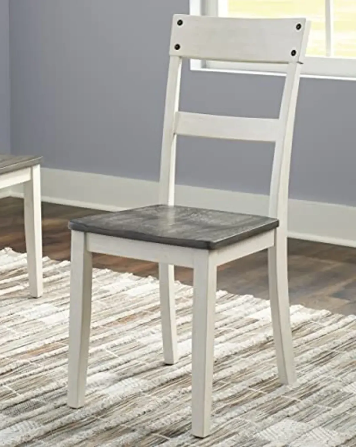 Signature Design by Ashley Nelling Modern Farmhouse 18" Weathered Dining Chair, Set of 2, White & Dark Brown