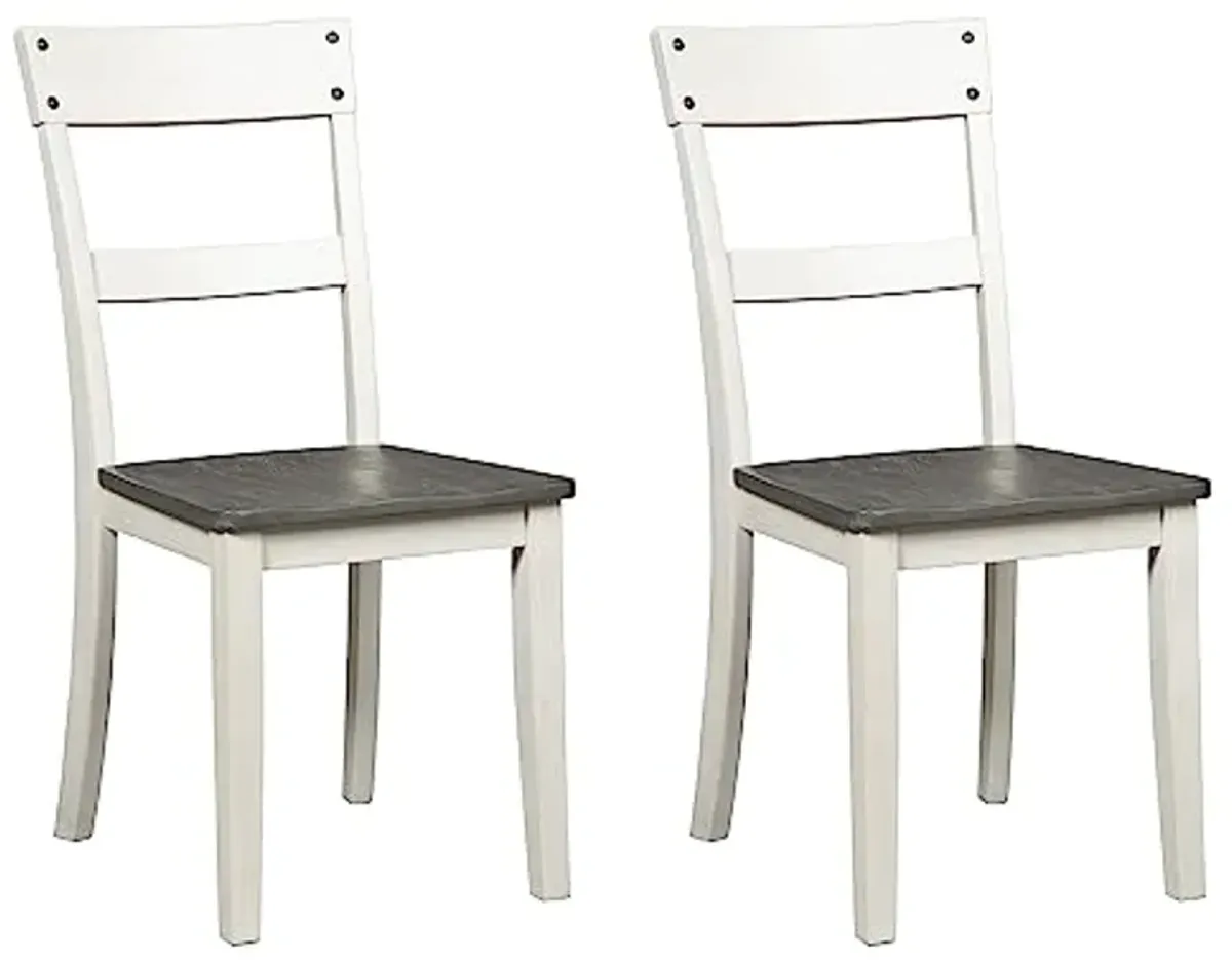 Signature Design by Ashley Nelling Modern Farmhouse 18" Weathered Dining Chair, Set of 2, White & Dark Brown