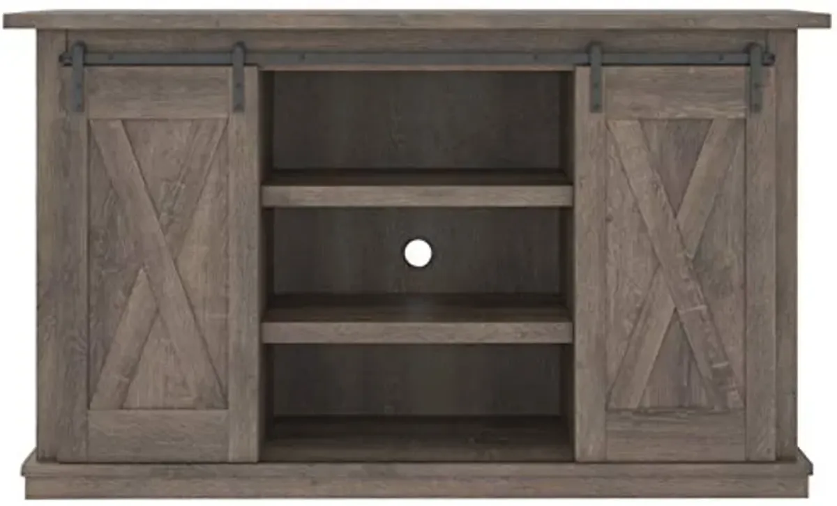 Signature Design by Ashley Arlenbry Farmhouse TV Stand, Fits TVs up to 52" with Sliding Barn Doors, Weathered Oak Gray