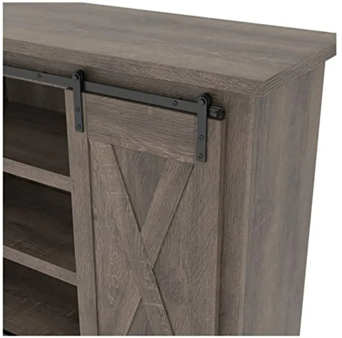 Signature Design by Ashley Arlenbry Farmhouse TV Stand, Fits TVs up to 52" with Sliding Barn Doors, Weathered Oak Gray