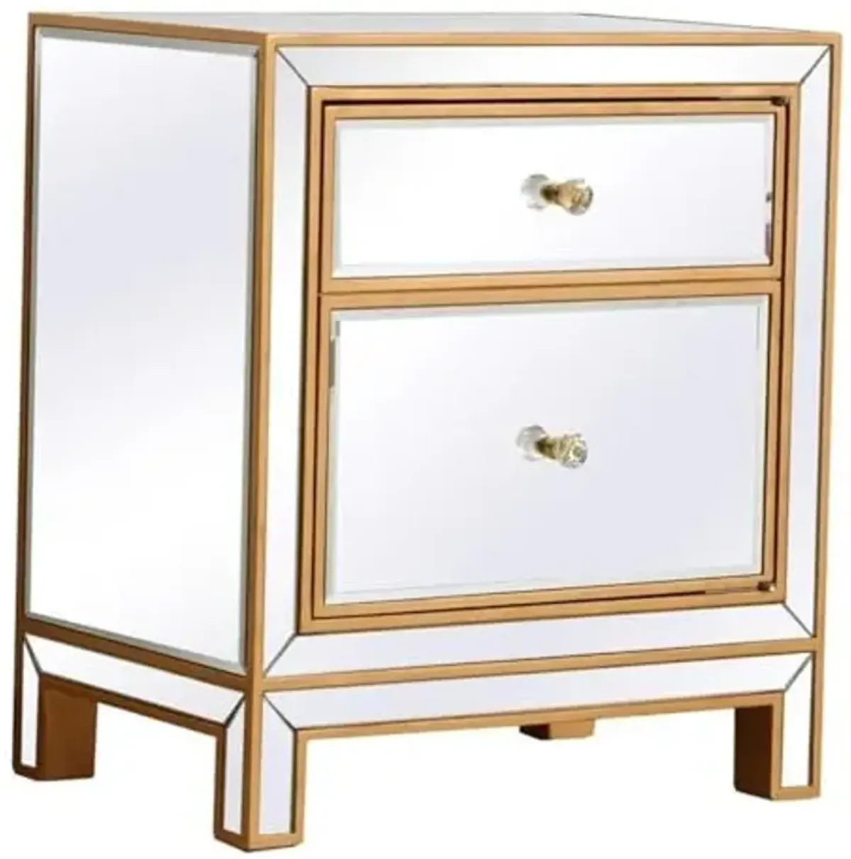 Elegant Decor Nightstand 1 Door 21in. W x 14in. D x 24in. H in Gold
