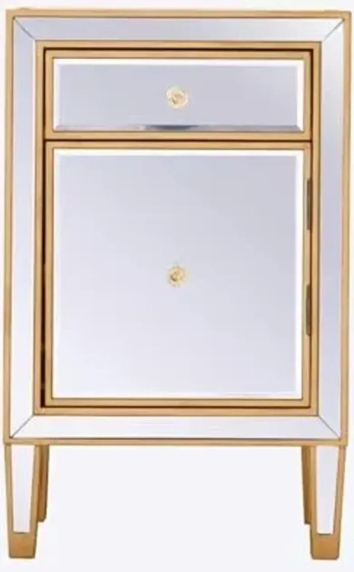 Elegant Decor Reflexion 1-Drawer Solid Wood and MDF End Table in Gold