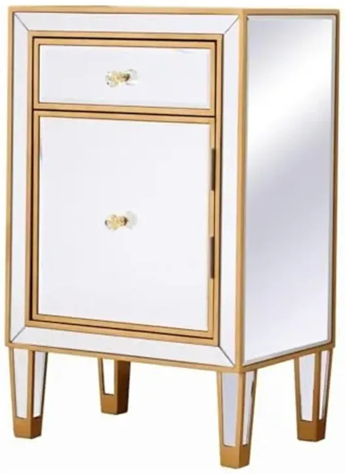 Elegant Decor Reflexion 1-Drawer Solid Wood and MDF End Table in Gold