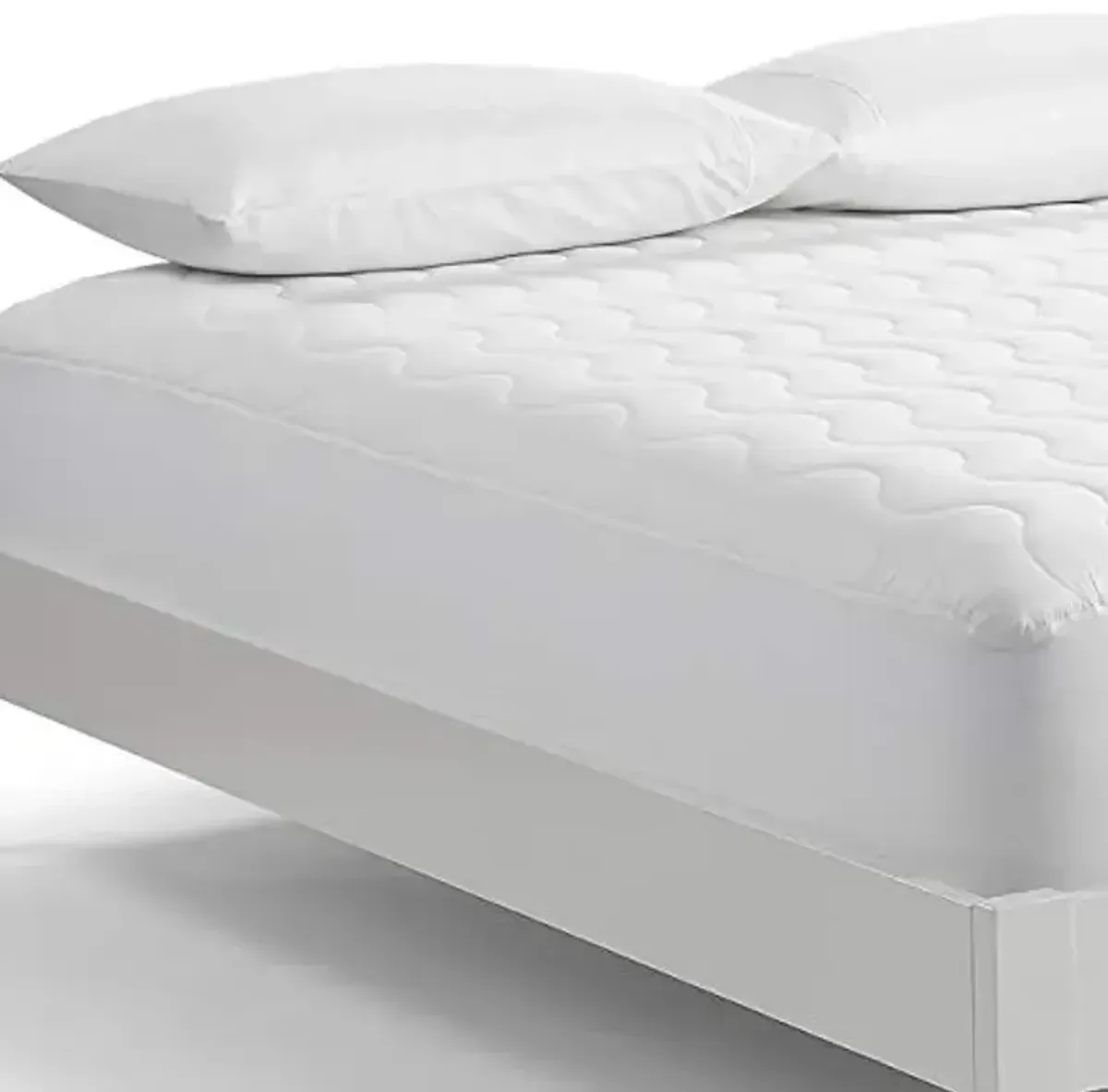 Serta Air Dry Basic Comfort Performance Fabric Quilted Mattress Pad, Cooling and Breathable Mattress Cover, Moisture Wicking Protection with 15" Deep Pocket, Twin, White