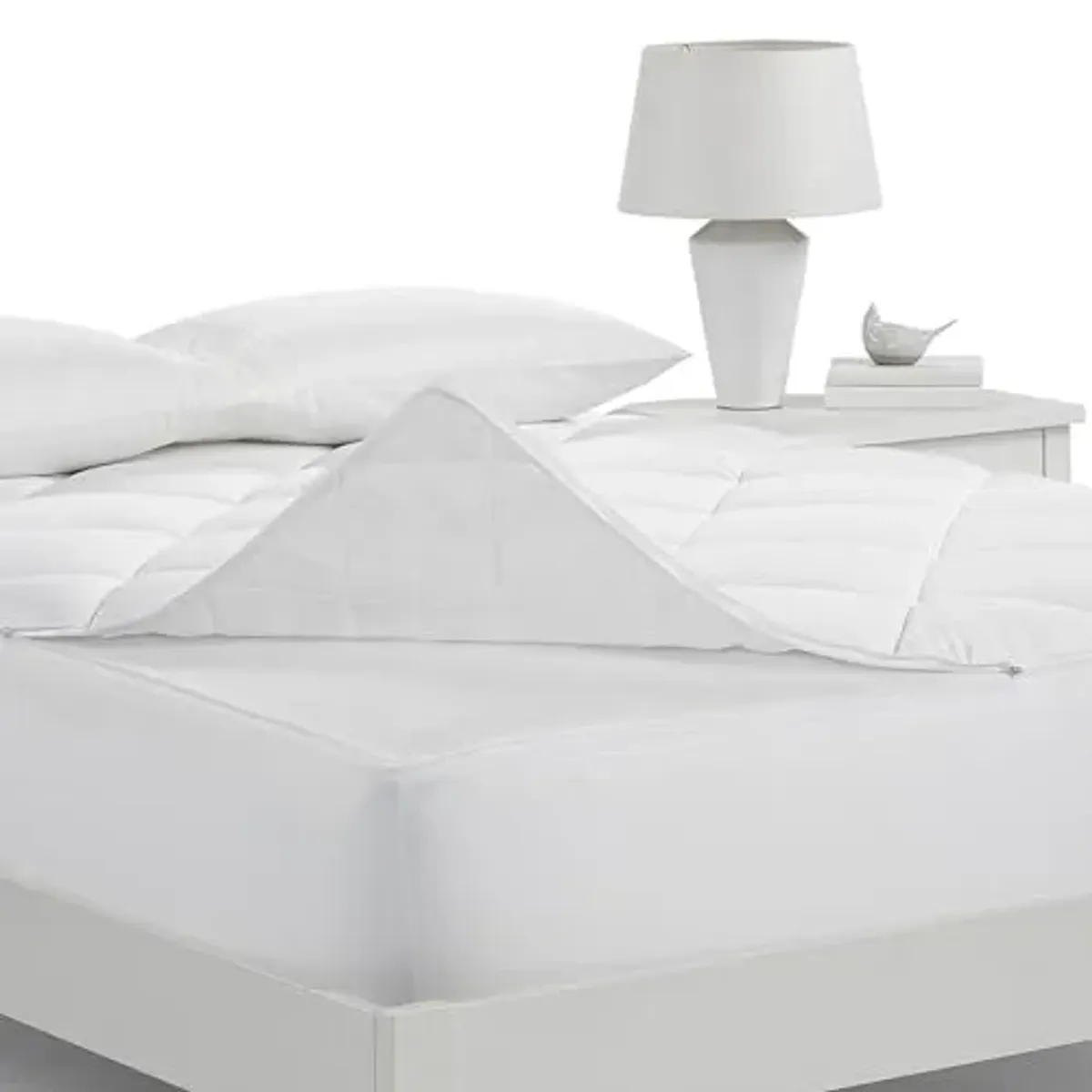 Serta Luxury Firm 100% Cotton Quilted Mattress Pad with Cooling Fiber Fill, Twin, White