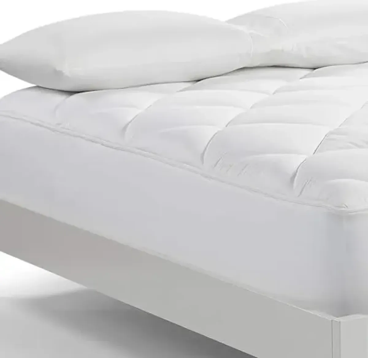 Serta Luxury Firm 100% Cotton Quilted Mattress Pad with Cooling Fiber Fill, Twin, White