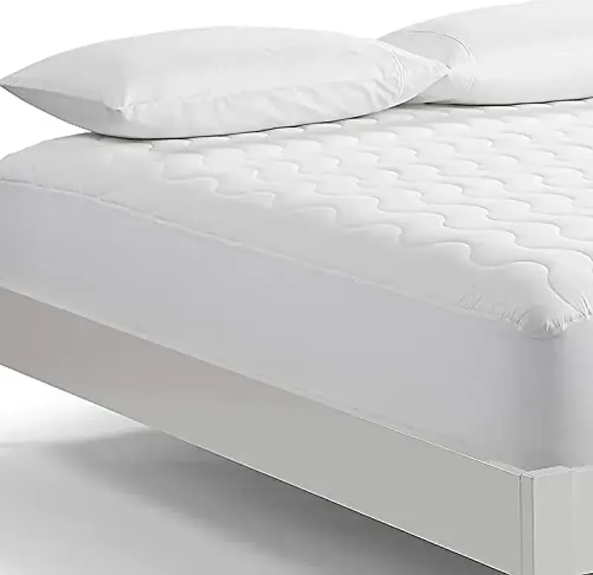 Serta Air Dry Basic Comfort Performance Fabric Quilted Mattress Pad, Cooling and Breathable Mattress Cover, Moisture Wicking Protection with 15" Deep Pocket, Full, White