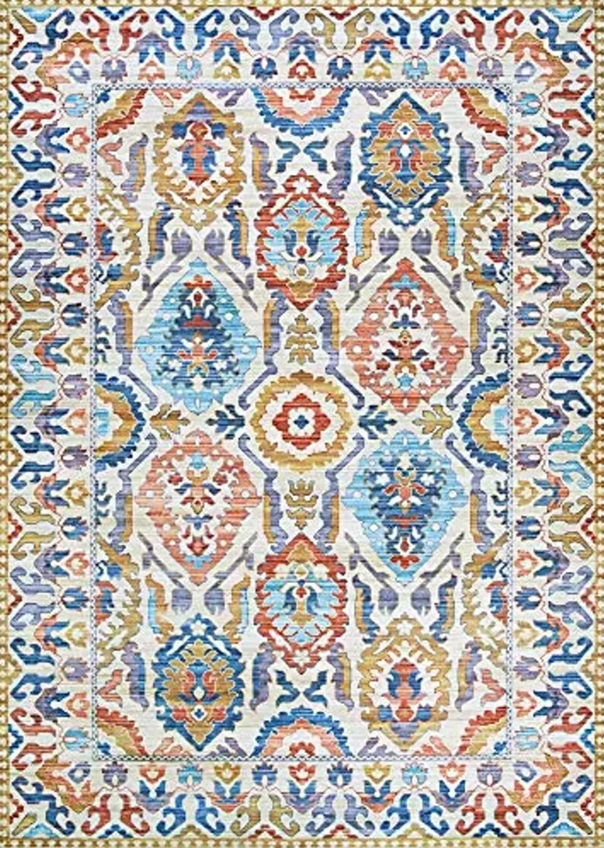 Couristan Pasha Indoor Area Rug – 2' x 8' Runner in Ivory, Durable Digitally Printed Floral Design Rug – Living Room, Bedroom or Dining Home Decor
