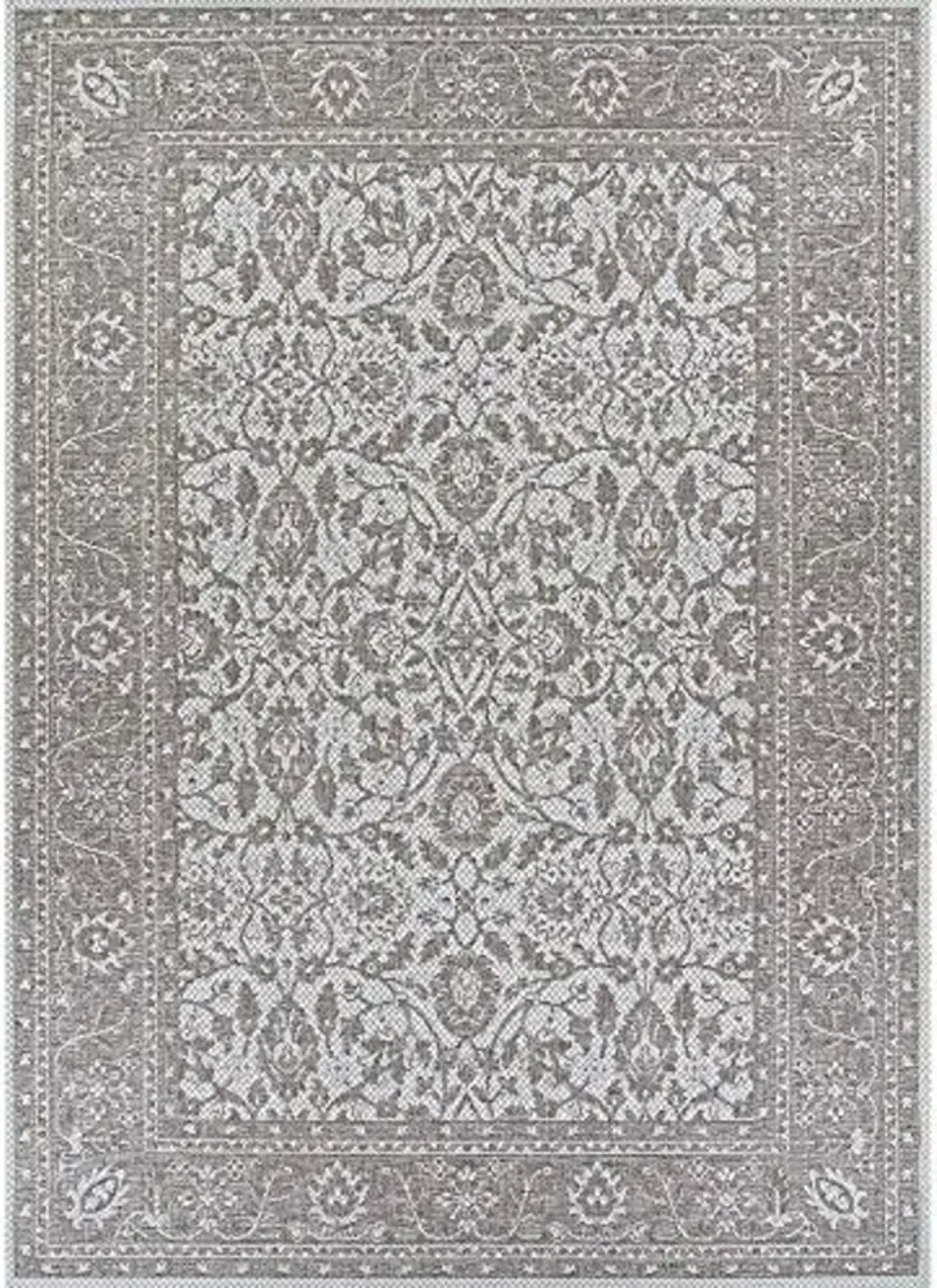 Couristan Marseille Indoor Outdoor Area Rug – 2'3" x 11'9" Runner in Mushroom, Durable Flatwoven Floral Design Rug – Entryway, Patio or Mudroom Home Decor