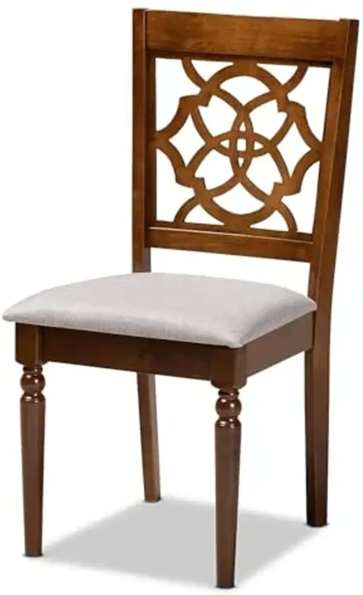 Baxton Studio Lylah Modern Fabric Dining Chair, Grey and Walnut, 4/Set