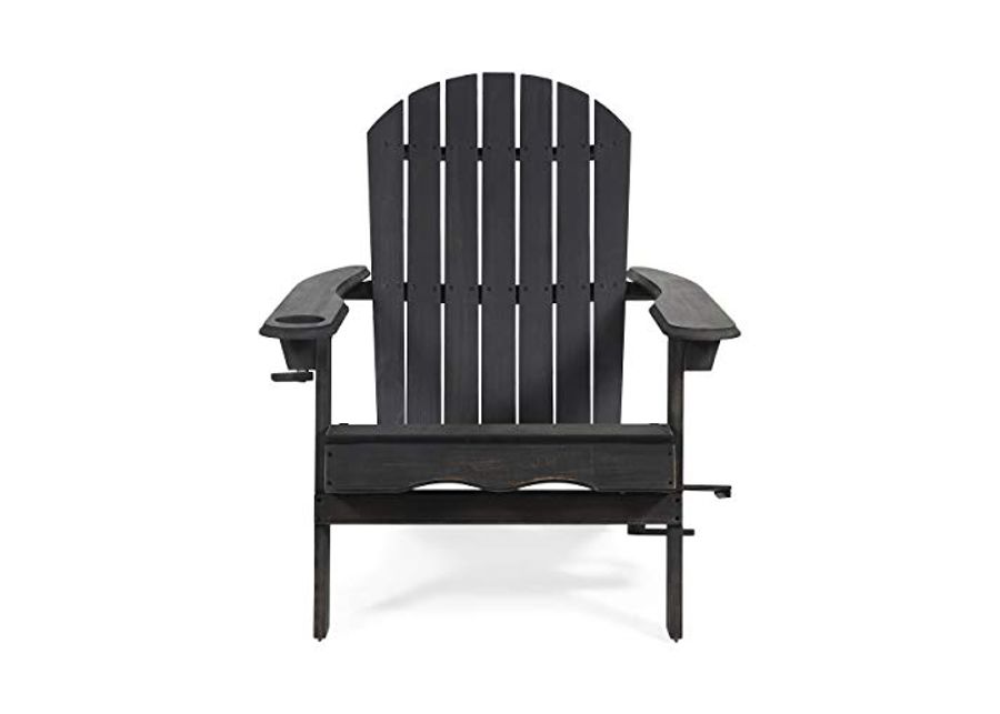 Christopher Knight Home Christine Outdoor Acacia Wood Folding Adirondack Chair, Dark Gray