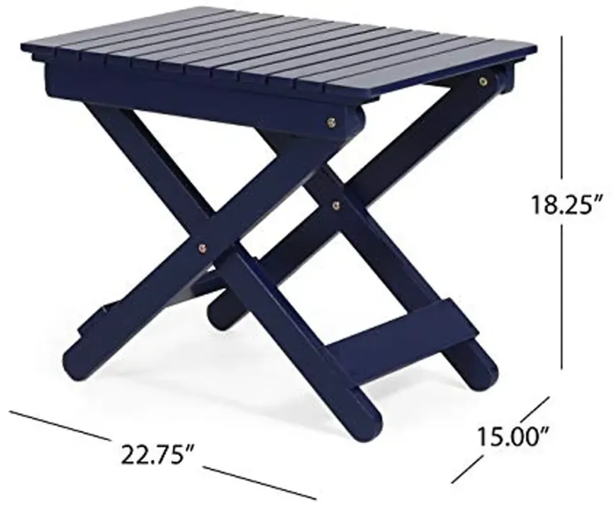 Christopher Knight Home Daphne Outdoor Folding Side Table, Navy Blue