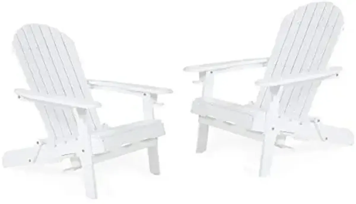 Christopher Knight Home Cecilia Outdoor Acacia Wood Folding Adirondack Chairs (Set of 2), White