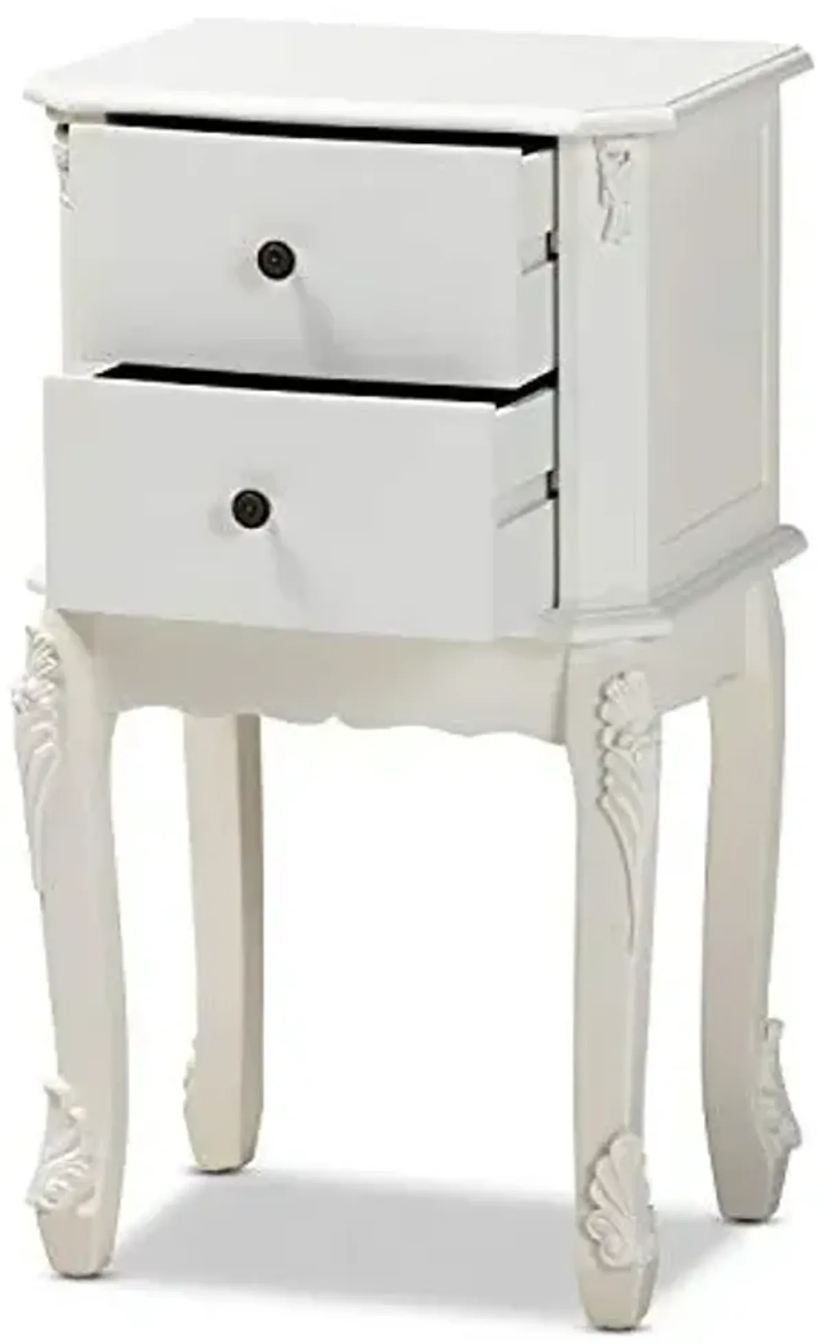 Baxton Studio Sophia Classic and Traditional French White Finished Wood 2-Drawer Nightstand