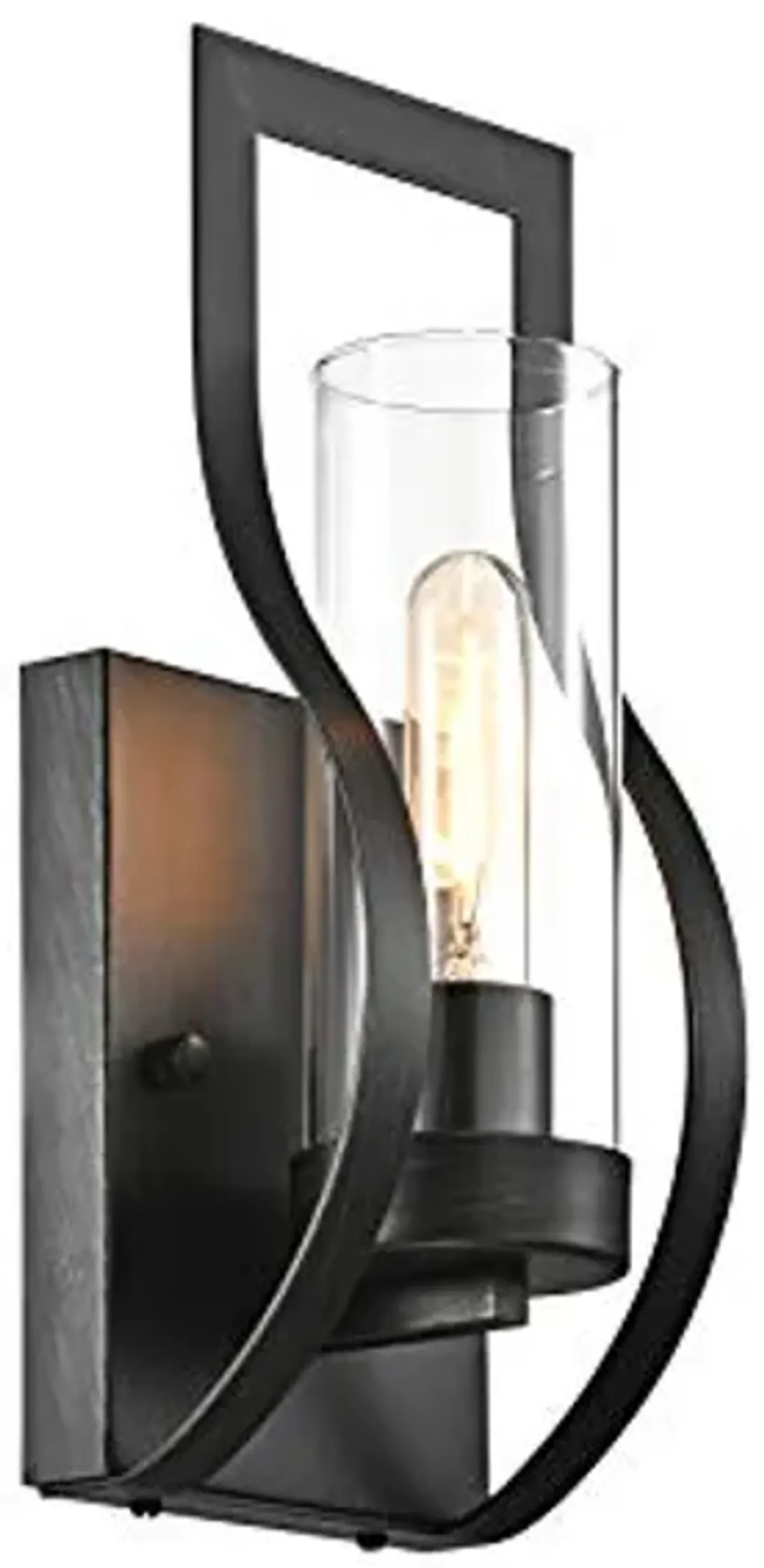 Jojospring 1 Light Wall Sconce with Clear Glass Shade and Curved Frame