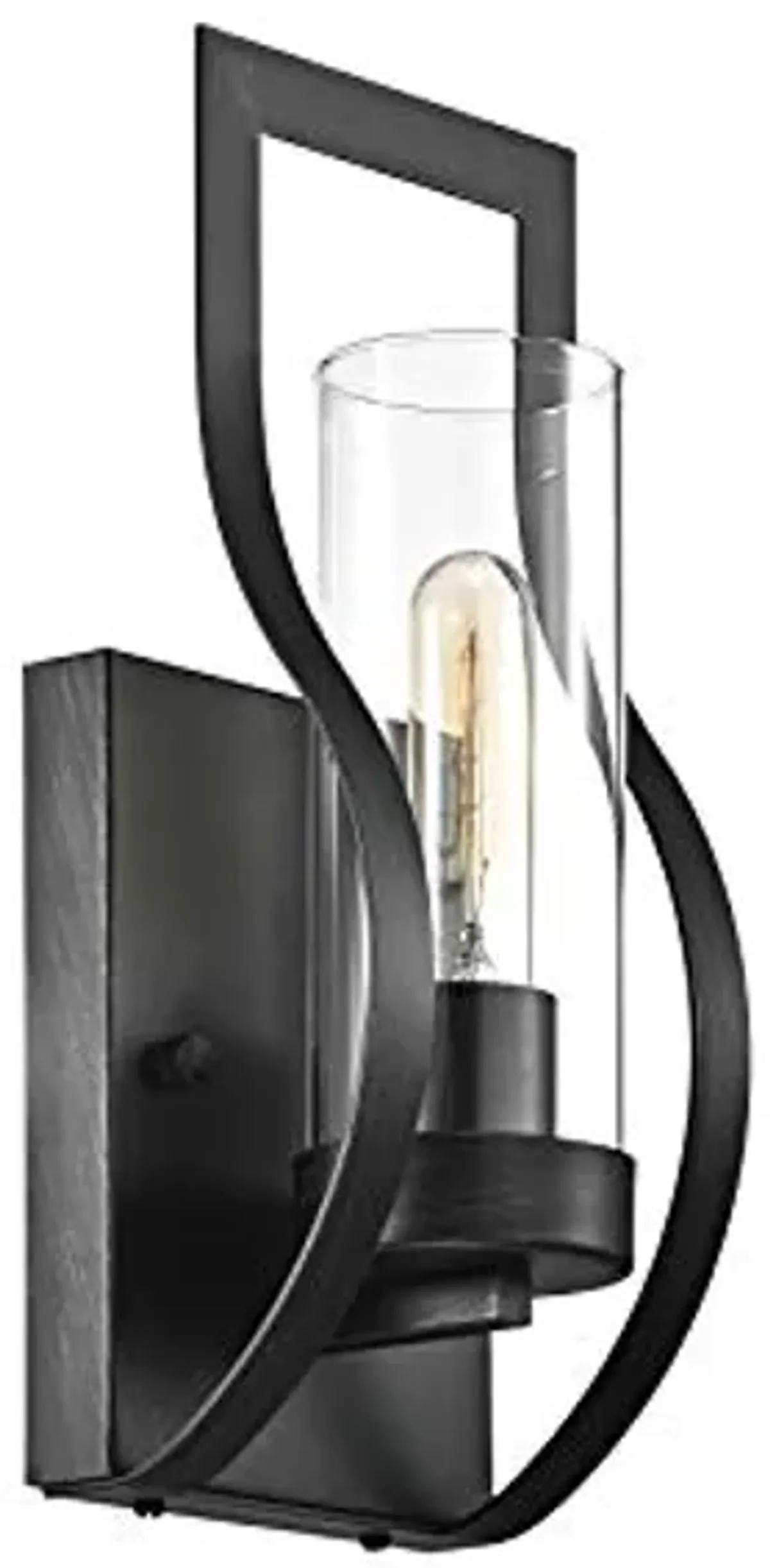 Jojospring 1 Light Wall Sconce with Clear Glass Shade and Curved Frame