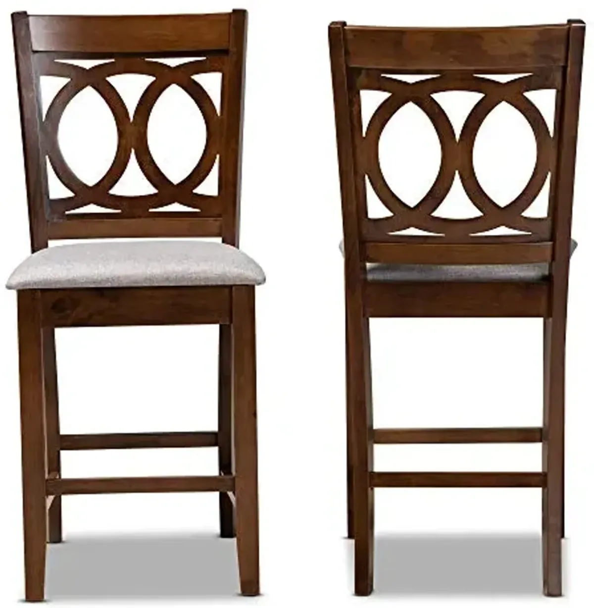 Baxton Studio Lenoir Modern and Contemporary Grey Fabric Upholstered Walnut Brown Finished Wood 2-Piece Counter Height Pub Chair Set