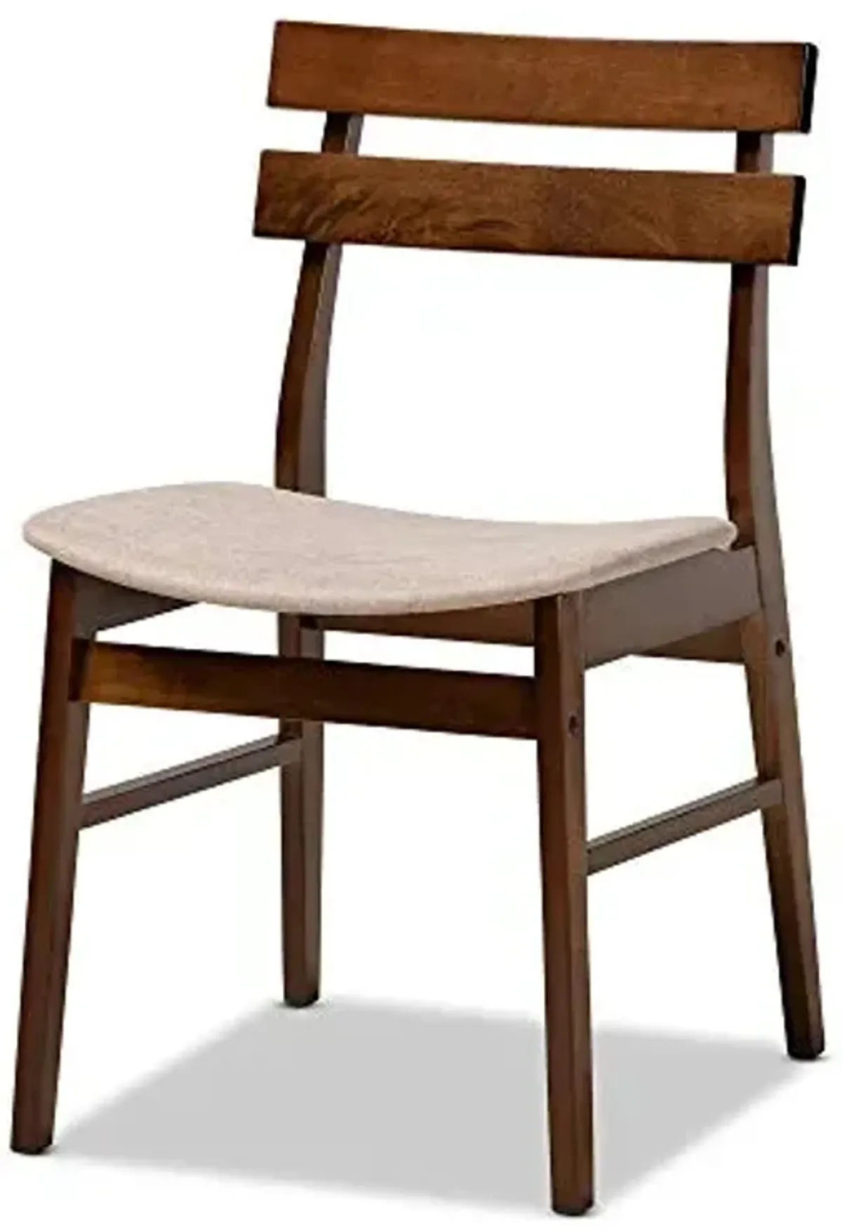 Baxton Studio Devlin Mid-Century Modern Transitional Light Beige Fabric Upholstered and Walnut Brown Finished Wood 4-Piece Dining Chair Set