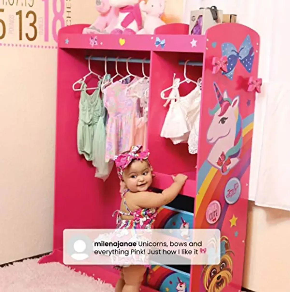 JoJo Siwa Dress and Play Boutique by Delta Children Pretend Play Costume Storage Wardrobe for Kids with Mirror & Shelves