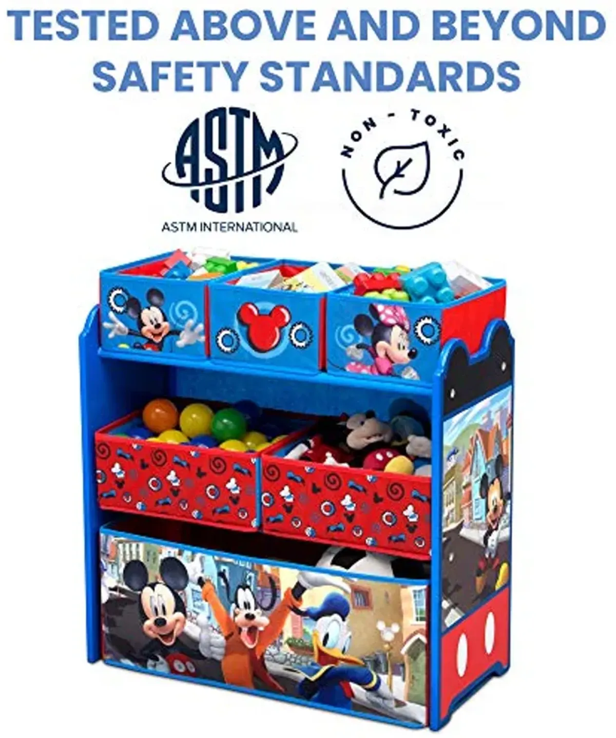 Delta Children Disney Mickey Mouse 6 Bin Design and Store Toy Organizer