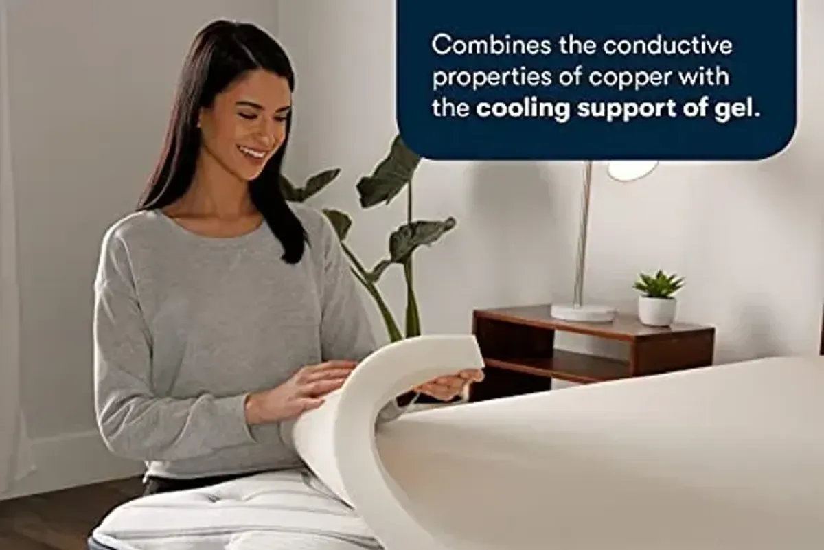Serta CopperGel Cooling, Pressure-Relieving Memory Foam Mattress Topper, 2 Inch, King
