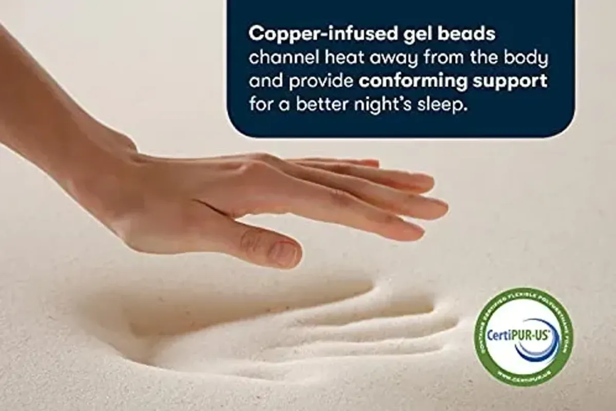 Serta CopperGel Cooling, Pressure-Relieving Memory Foam Mattress Topper, 2 Inch, King