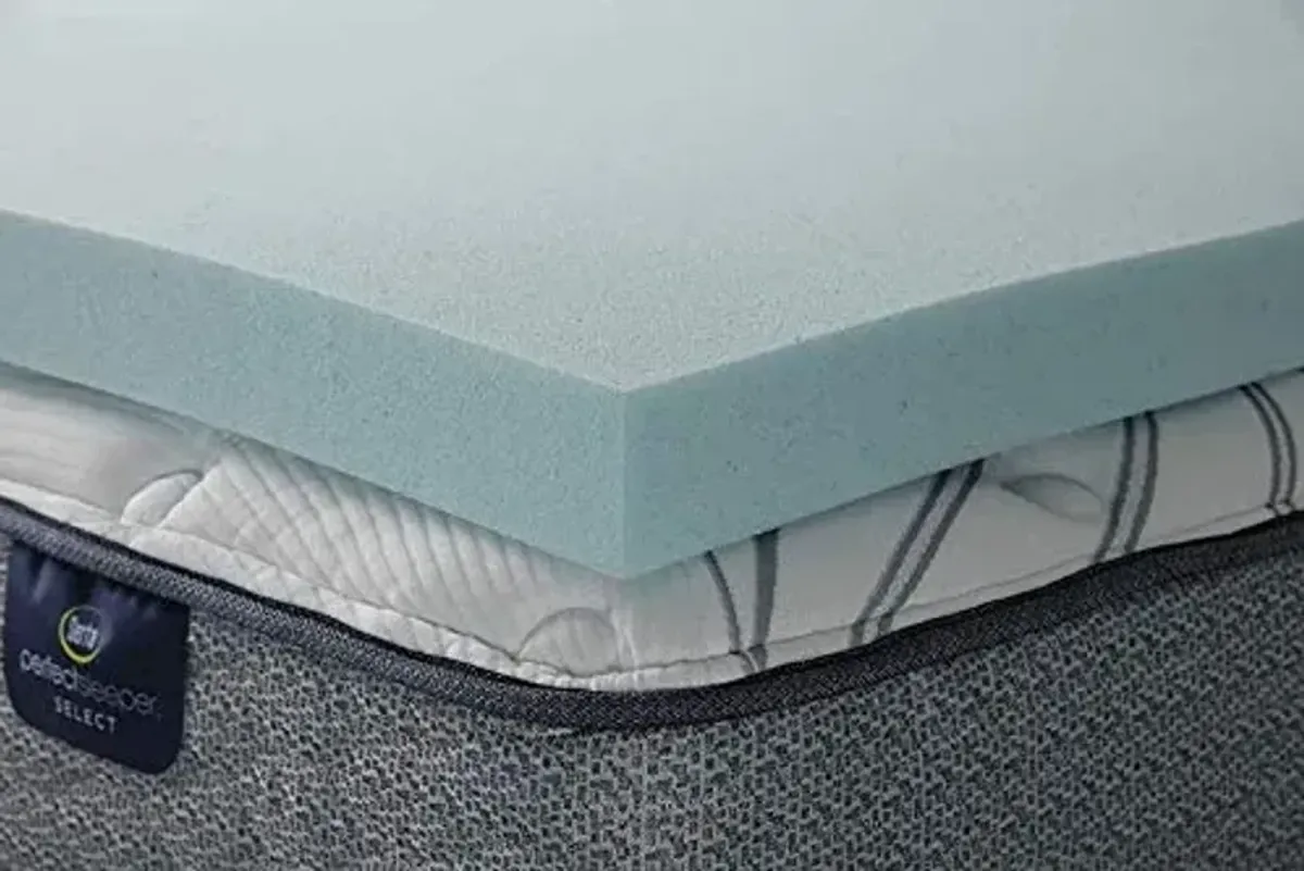 Serta ThermaGel Cooling, Pressure-Relieving Memory Foam Mattress Topper, 3 Inch, Twin Blue