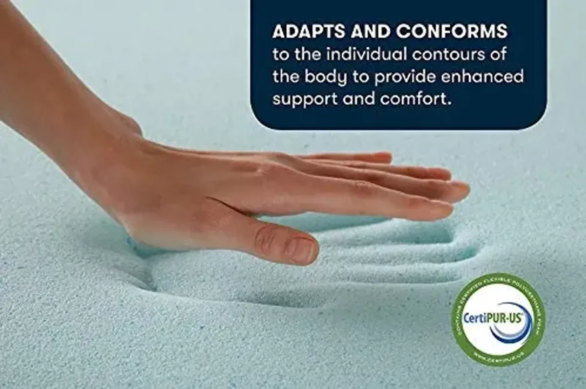 Serta ThermaGel Cooling, Pressure-Relieving Memory Foam Mattress Topper, 3 Inch, Full,Blue