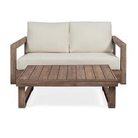 Christopher Knight Home Randy Outdoor Acacia Wood Loveseat Set with Coffee Table, Brown and Beige