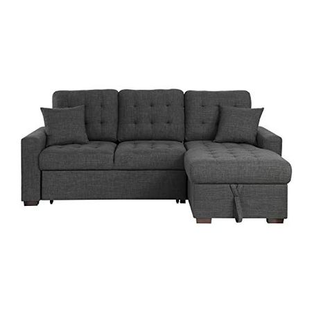 Lexicon Bonita Storage Sectional Sofa Bed, Dark Gray