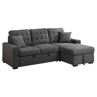 Lexicon Bonita Storage Sectional Sofa Bed, Dark Gray
