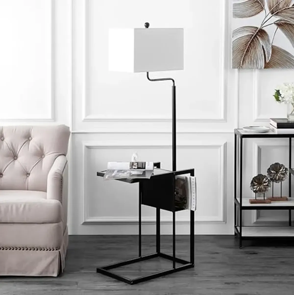 Safavieh FLL4081A Lighting Collection Janson Matte Black 59-inch Table (LED Bulb Included) Floor Lamp