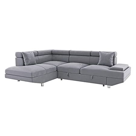 Lexicon Estelle Sectional Sofa Bed, Gray