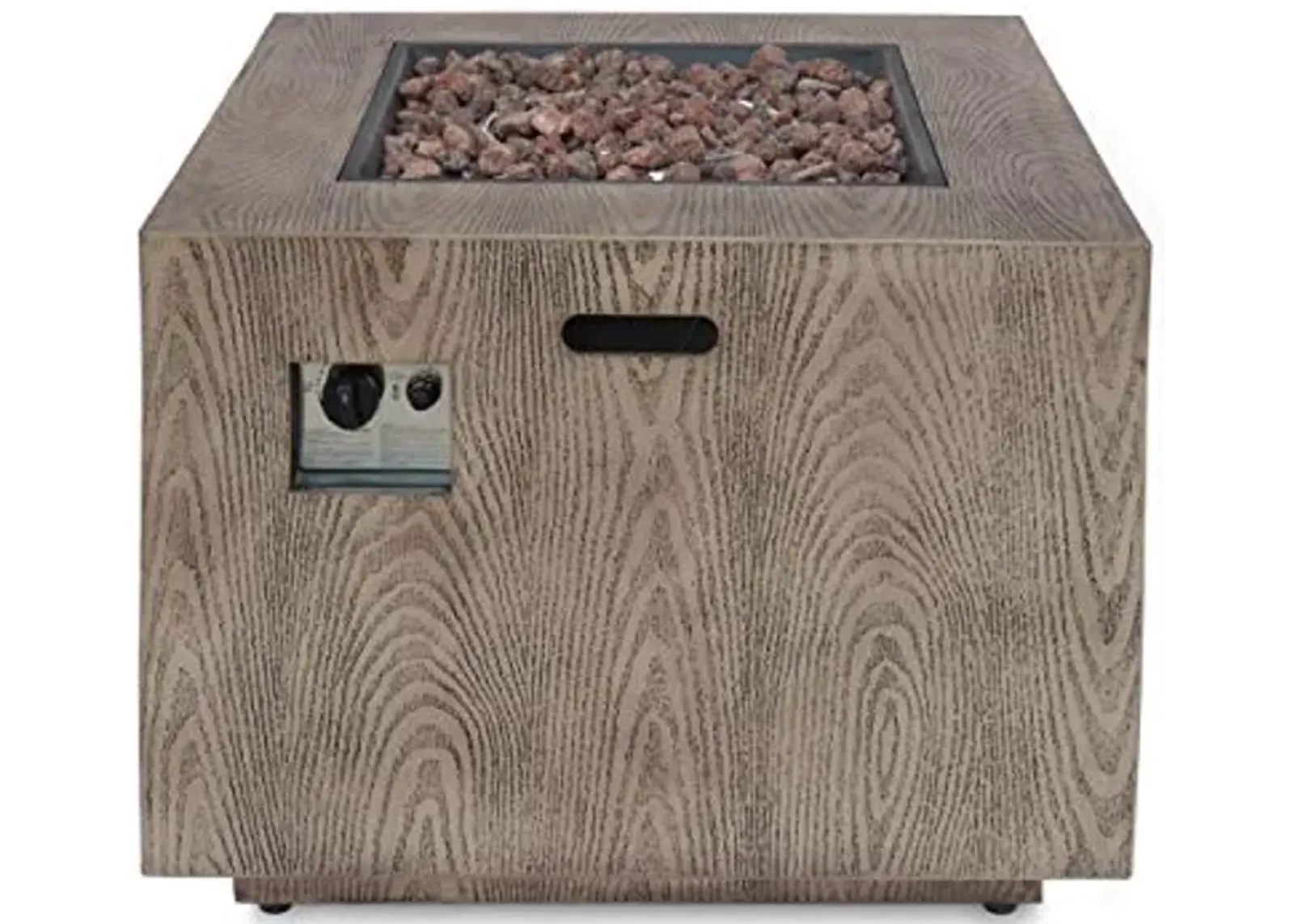 Christopher Knight Home Aaron Outdoor 33-Inch Square Fire Pit, Brown Wood Pattern