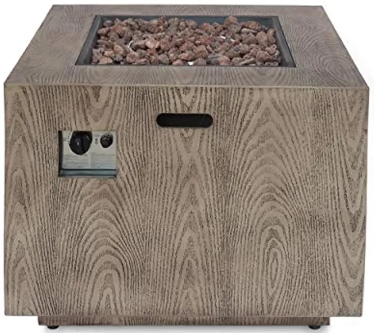 Christopher Knight Home Aaron Outdoor 33-Inch Square Fire Pit, Brown Wood Pattern