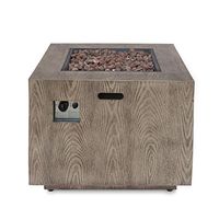 Christopher Knight Home Aaron Outdoor 33-Inch Square Fire Pit, Brown Wood Pattern
