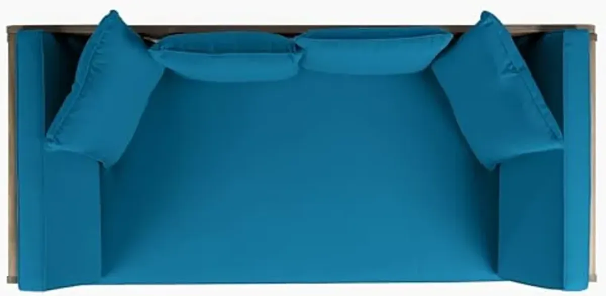 Christopher Knight Home Aldrich Outdoor Acacia Wood Expandable Daybed with Water Resistant Cushions, Dark Teal and Gray